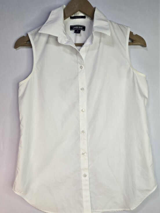 Lands' End Tops - Lands' End Size 4 Women's Sleeveless No-Iron Supima Button-Down Shirt - White